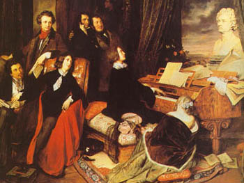 Liszt at piano with Dumas Hugo Sand Paganini Rossini.jpg